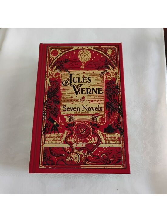 Barnes & Noble Other - Jules Verne Seven Novels Hardcover, Barnes & Noble 2010 Leather Red Gilt Cover